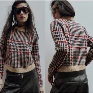 Zara Multicolor Houndstooth Sweater